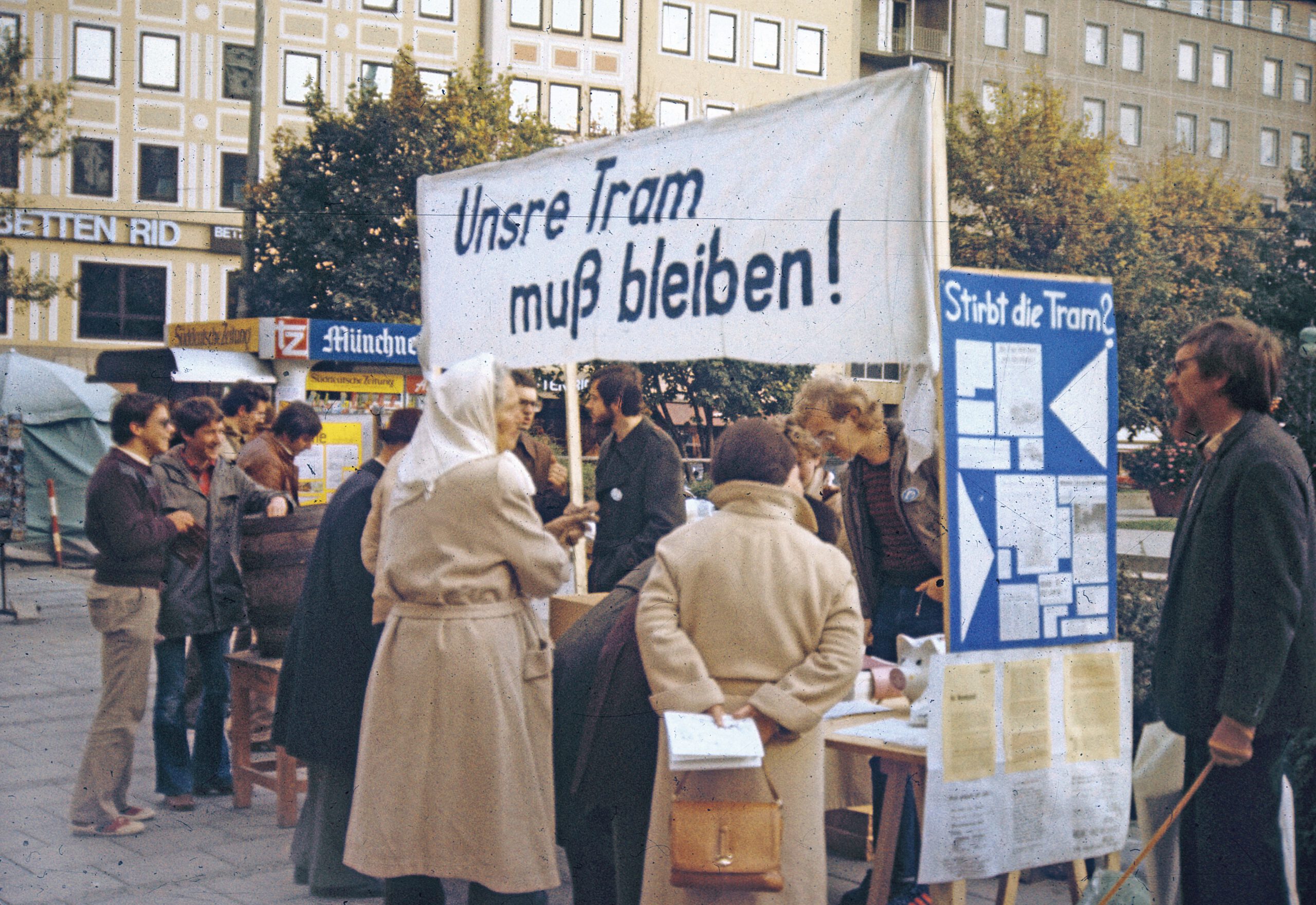 Aktion 'Unsere Tram muss bleiben' des Münchner Forums in den 1970er Jahren