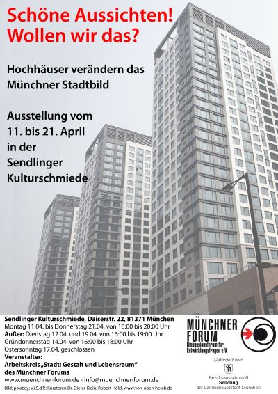 Plakat zur Ausstellung Hochhäuser in der Sendlinger Kulturschmiede