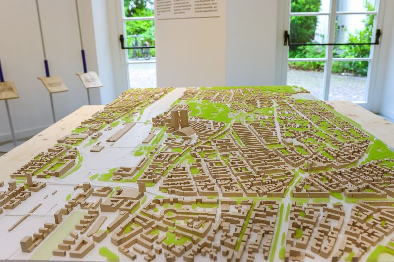 Städtebauliches Modell des Areals ausgestellt im Plantreff Juni/Juli 