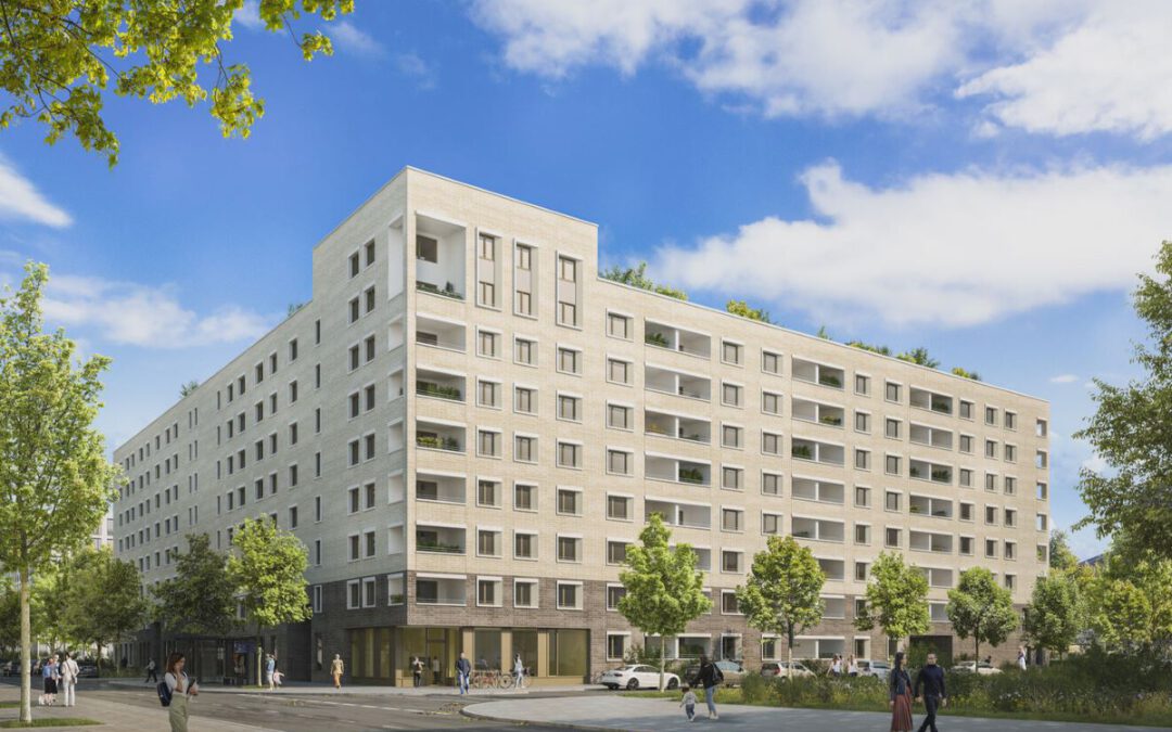 Auf dem GWG-Baufeld WA12 in der ehemaligen Bayernkaserne entstehen rund 190 geförderte Wohnungen.