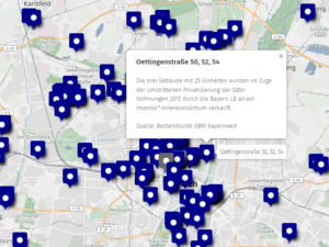 Exklusive Recherche: Die Stadt gehörte mal uns allen! Wie der Freistaat München verkauft Interaktive Karte zur Visualisierung der Privatisierung von Wohnungen durch den Freistaat
