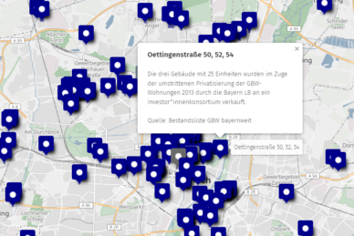 Exklusive Recherche: Die Stadt gehörte mal uns allen! Wie der Freistaat München verkauft Interaktive Karte zur Visualisierung der Privatisierung von Wohnungen durch den Freistaat