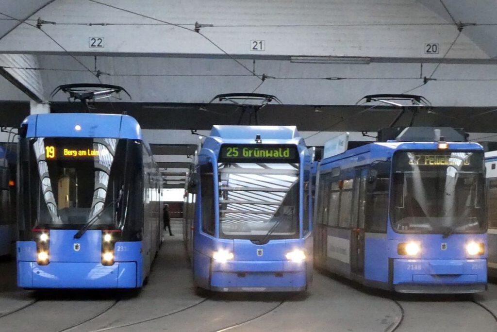 Tram-Baureihen im MVG-Betriebshof