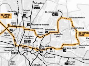 Stadtrats-Vollversammlung am Mittwoch: Olympia-Tram wieder in die Planung aufnehmen - die Analysen der eigenen Verwaltung ernst nehmen Karte der Olympia-Tram