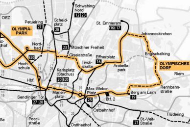 Stadtrats-Vollversammlung am Mittwoch: Olympia-Tram wieder in die Planung aufnehmen - die Analysen der eigenen Verwaltung ernst nehmen Karte der Olympia-Tram