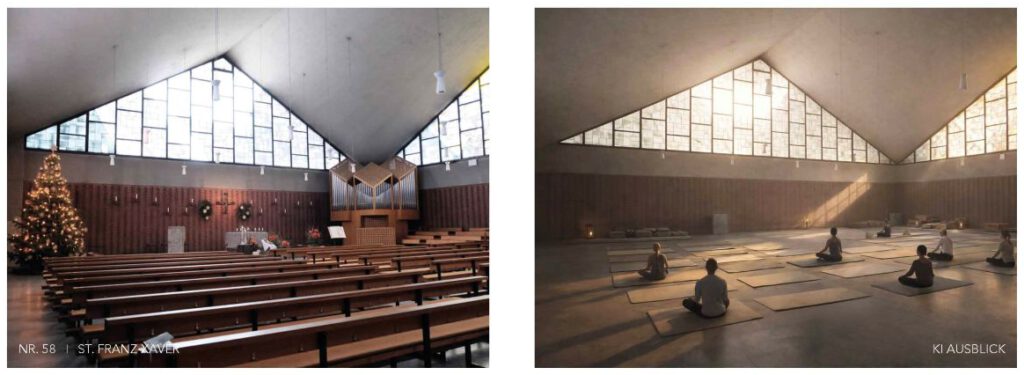St. Franz Xaver, rechts: KI-Ausblick
